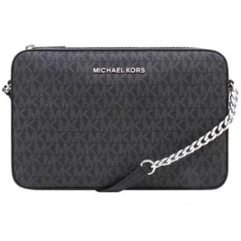 Michael Kors Jet Set Medium East West Crossbody Bag Black Signature Monogram